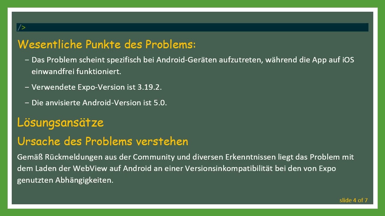 React Native Expo Android WebView Probleme beheben