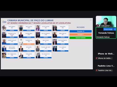 63ª SESSÃO ORDINÁRIA - 1ª SESSÃO LEGISLATIVA 16ª LEGISLATURA    #camaramunicipaldepacodelumiar