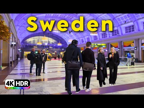 Night Walk in Stockholm 🌙 | Drottninggatan – Kungsgatan – Vasagatan – Central Station | 4K HDR