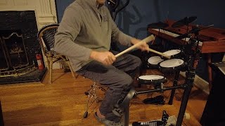 Playing Demo - RVONE Electric Drum Set - Electric Drum Set for Beginner with Kick Hammer Pedal,10" C