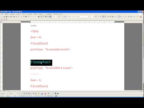 Corso Php MySql - GUIDA 09 / isset  empty