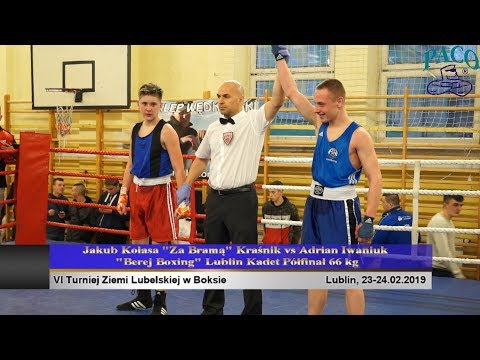 Jakub Kolasa Za Bramą Kraśnik vs Adrian Iwaniuk Berej Boxing Lublin Kadet Półfinał 66 kg Ziemi Lubel