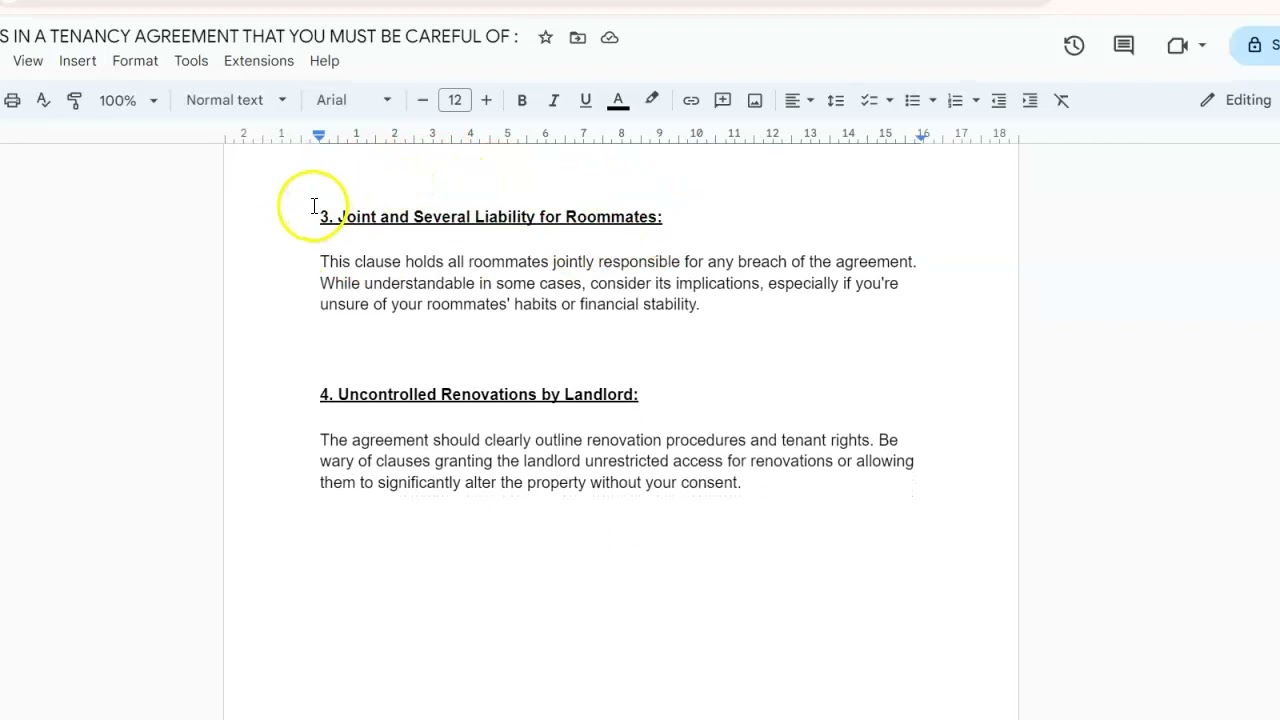 5 CLAUSES IN A TENANCY AGREEMENT THAT YOU MUST BE CAREFUL OFF