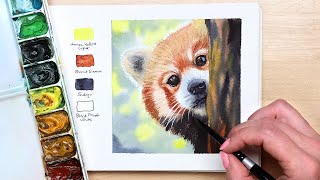 Painting a Red Panda in Watercolor – So Fluffy! 🐾 Step by Step Tutorial