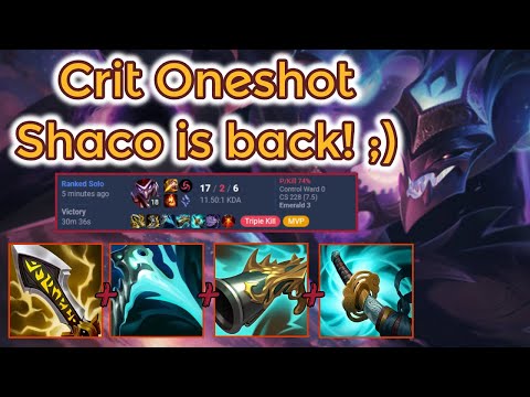 New Buffed Crit Shaco!! - S13 Emerald Ranked [League of Legends] Full Gameplay - Infernal Shaco