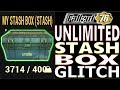 UNLIMITED STASH BOX SIZE GLITCH | Fallout 76 | NO MORE 400 STASH BOX SIZE | LIMITLESS STASH SIZE BOX UNLIMITED STASH BOX SIZE GLITCH | Fallout 76 | NO MORE 400 STASH BOX SIZE | LIMITLESS STASH SIZE BOX