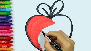 Elma Çizimi 🍎  Elma Renklendirme Sayfası  Elm