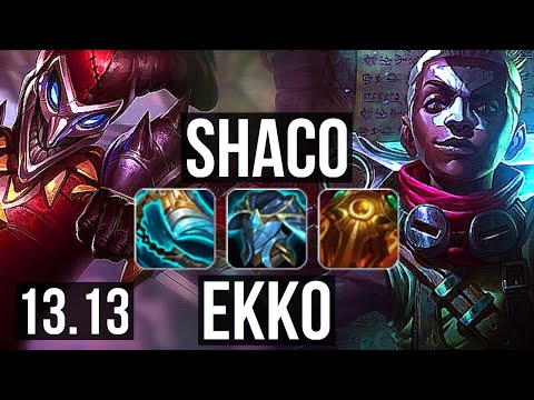 SHACO vs EKKO (JNG) | Penta, 3.0M mastery, 900+ games, 20/4/15, Legendary | EUW Master | 13.13