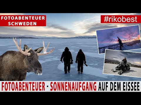 Sonnenaufgang fotografieren auf Eissee in Schweden - unheimliche Begegnung mit Elch - Fotowalk