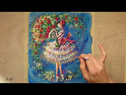 How to paint Ballerina with flowers  Acrylic