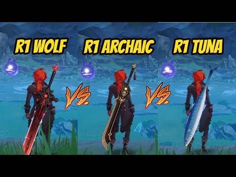 LUXURIOUS SEA LORD VS WOLF GRAVESTONE VS ARCHAIC On Diluc Burst Damage Comparison