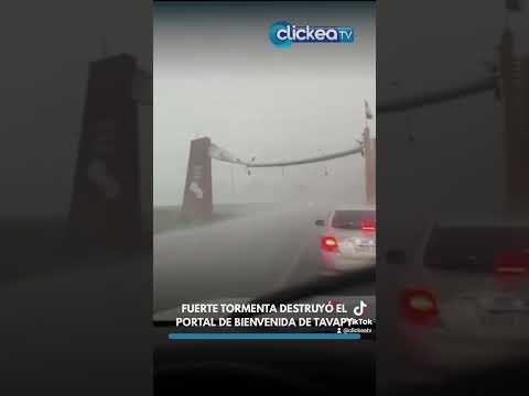 Fuerte tormenta destruyó el portal de Bienvenida en Tavapy, departamento de Alto Paraná