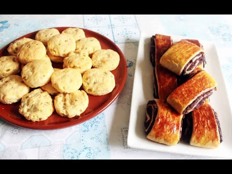 Viennoiserie avec farce de cake et scones salé -فطائر بحشوة الكيك و سكونز مالح