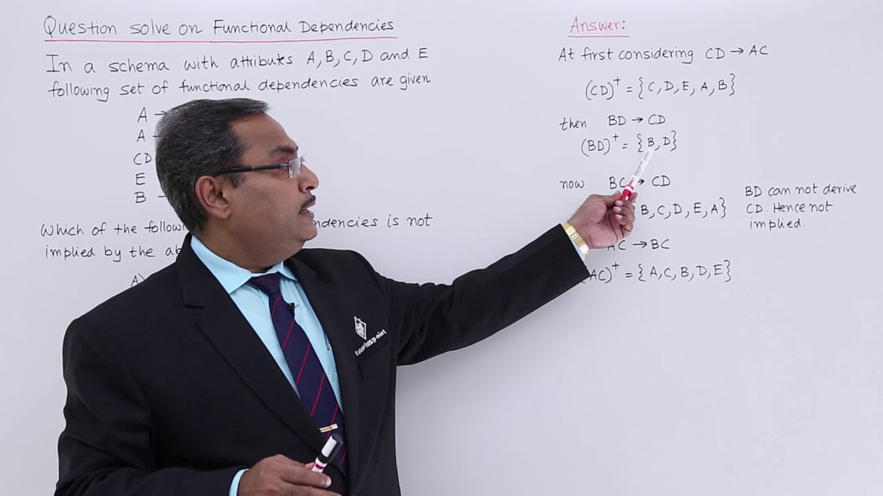 DBMS - Question Solve on Functional Dependency