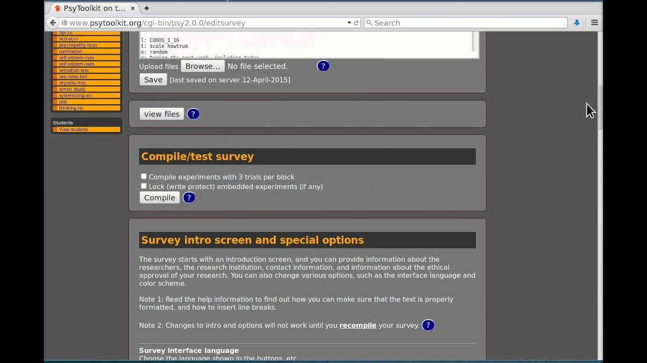 Questionnaire project: real data collection