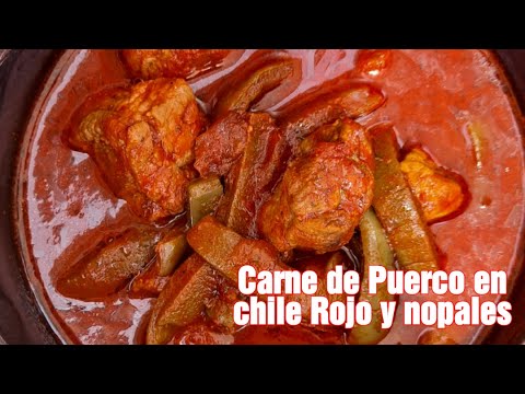 Red Chile pork stew ° Carne de Puerco en Chile colorado y nopales/ Flavourful Mexican dish!!