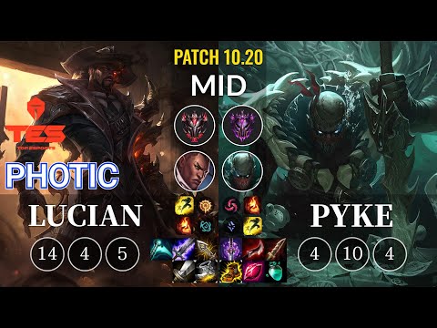 TES Photic Lucian vs Pyke Mid - KR Patch 10.20