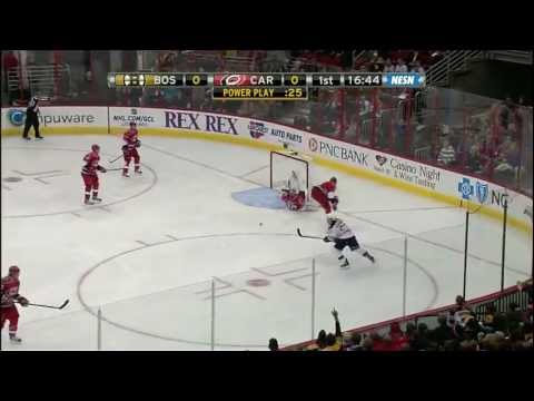 Brad Marchand scores a shorthanded goal vs Carolina 1/28/13