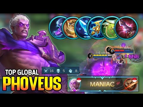 16Kills + Maniac! Phoveus Best Build 2021 | Top Global Phoveus Gameplay | Mobile Legends✓