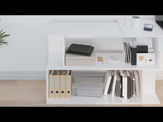 Video teaser per 801104 vidaXL Corner Desk High Gloss White 200x50x76 cm Engineered Wood