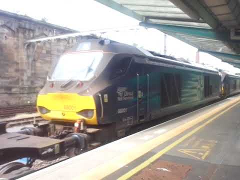 The x2 Class 68 DRS Nos.68034+68001 with KXA Double-bogie Wagon was passed through at Carlisle.