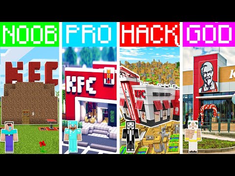 Minecraft TNT KFC HOUSE BUILD CHALLENGE - NOOB vs PRO vs HACKER vs GOD / Animation