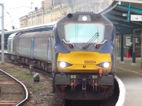 The x2 Class 68 DRS Nos.68004+68017 with ‘Northern Cumbrian Coast Train’ was departs at Carlisle.