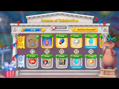 @Fishdom Season of Celebration Gold Pass Activated. Got A New Animal 🦛.