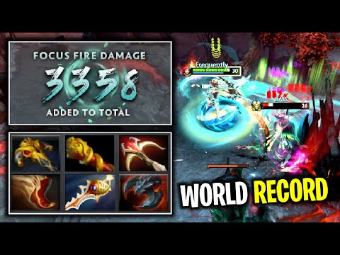 WORLD RECORD..!! 3358 Focus Fire Damage Windranger Arcana Pro Gameplay 7.27 | Dota 2