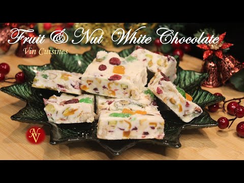Fruit & Nut White Chocolate Bars/ Fruit & Nut White Chocolate Squares Recipe/Easy Holiday Sweet