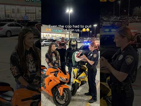 The cop wanted one too 🥷😭 #bikergirl #biker #halloween