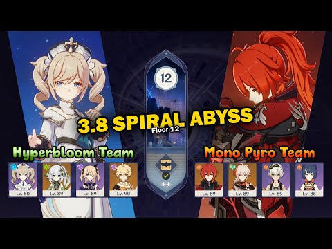 Barbara Hyperbloom & Diluc Mono Pyro | 3.8 Spiral Abyss Full Star Gameplay | Genshin Impact