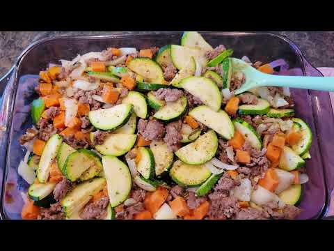 Healthy Ground Turkey Sweet Potato Zucchini Casserole Dish