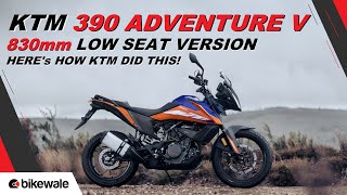 KTM India has launched the low-seat height variant of its flagship ADV, the KTM 390 Adventure V. In this video, we explain how KTM has achieved this, and whether or not existing 250 Adventure and 390 Adventure customers can lower the seat height by using this lowering kit.