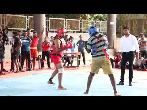 sivabharathi vs mohan sanda fight below 75 kg final Tamilnadu wushu  senior state championship