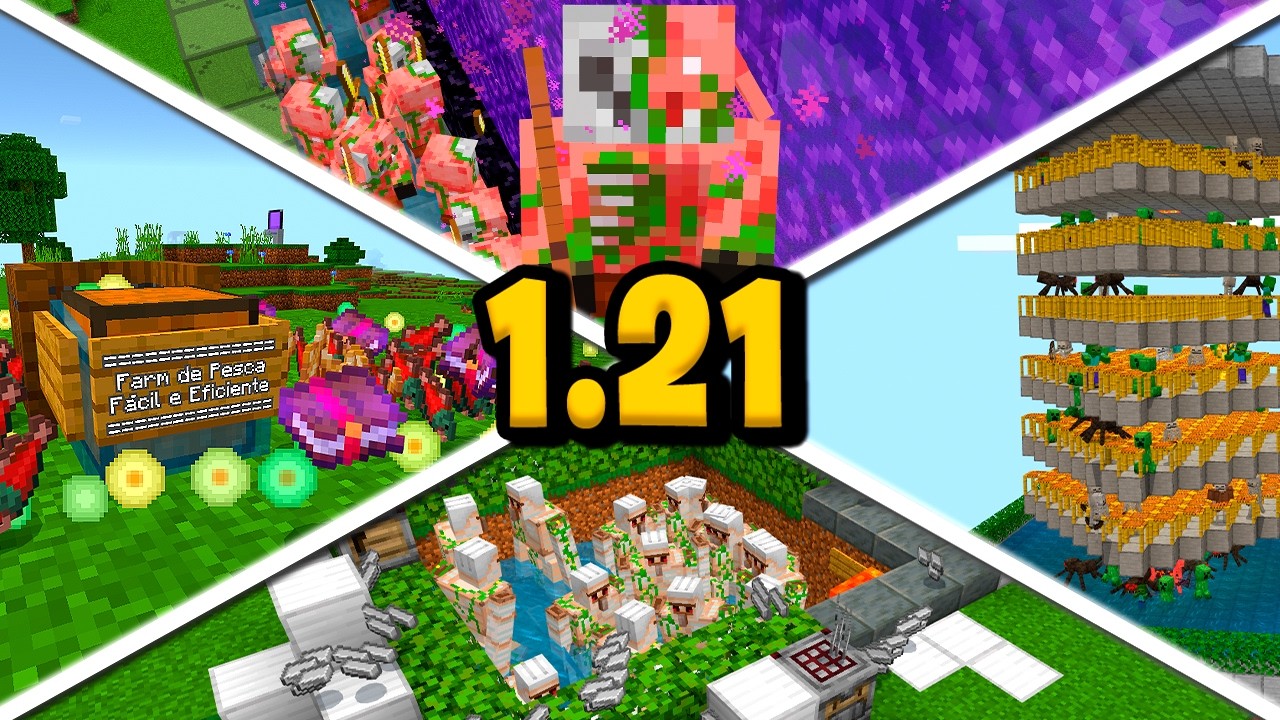 5 FARMS que VOCÊ TEM que TER no SEU MUNDO do MINECRAFT BEDROCK 1.21!!