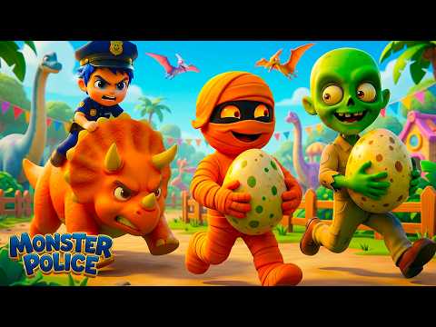 🔴 Monster Police 🚨 Monsters in the Dinosaur Park! 🦖🦕 Baby Blue Kids Songs