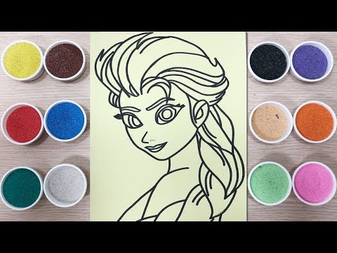Tô màu tranh cát Elsa Nữ hoàng băng giá - Đồ chơi trẻ em - Coloring Elsa queen (Chim Xinh)