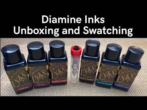Diamine Ink Selection - Unboxing and swatching