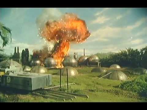 Gerry Anderson's Terrahawks explosions:  Fuel tanks explode, as they do on a Gerry Anderson show..