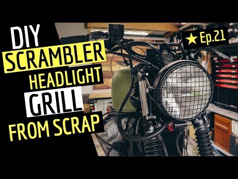 Scrambler Headlight Grill Made From Scrap - Scrambler on a Budget Video