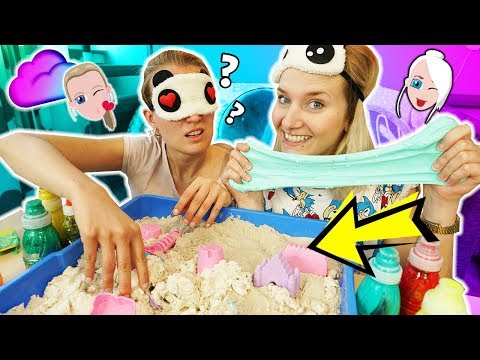 SANDKASTEN SLIME CHALLENGE Nina & Kathi am Strand? Blind Zutaten aus Sand fischen & Schleim mischen