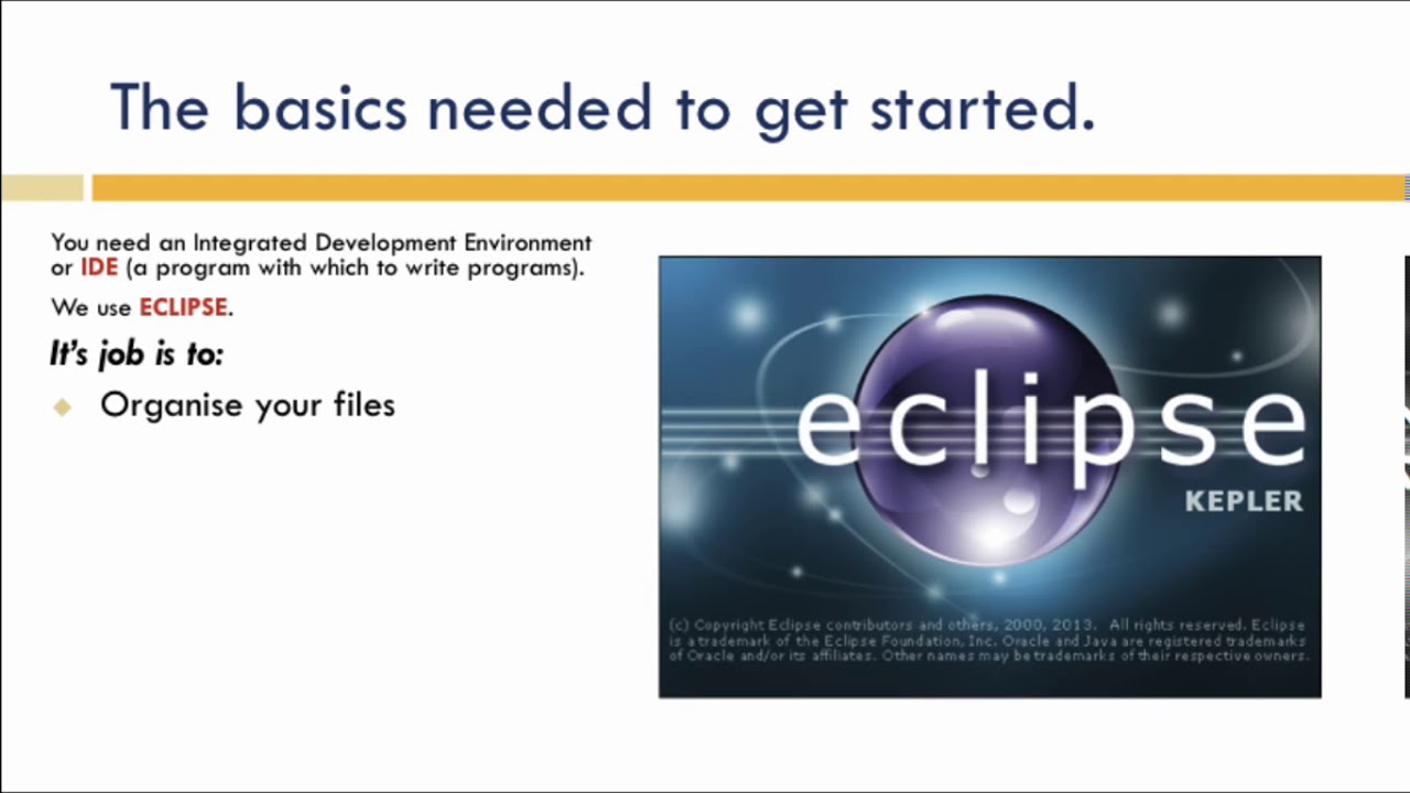 Install eclipse and introduction to Java Programming language