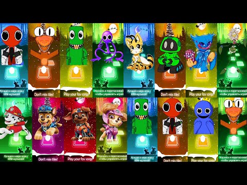 Team Rainbow Friends in Tiles Hop - Red Vs Orange Vs Purple Vs Green