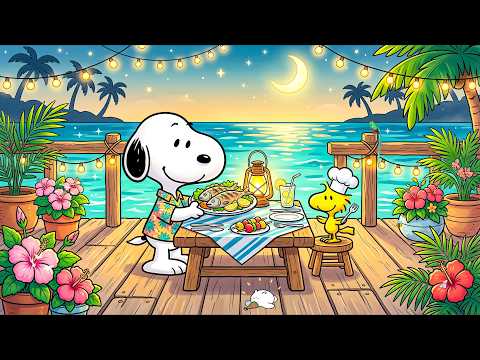 Peaceful Summer Beach Dinner With Snoopy 🐟🌴 Smooth Jazz for Deep Study & Reading 🎶✨