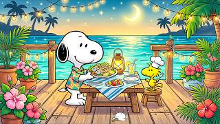 Peaceful Summer Beach Dinner With Snoopy 🐟🌴 Smooth Jazz for Deep Study & Reading 🎶✨