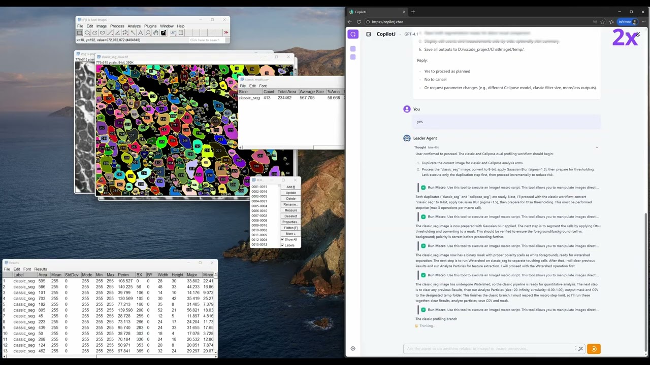 CopilotJ performs cell profiling with Cellpose