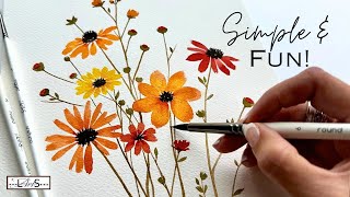 ATTENTION BEGINNERS! Pure Painting Fun! Calm & Carefree EASY Watercolor Wild Flowers!