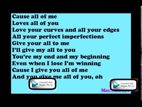 John Legend - All of Me Lyrics (On screen)