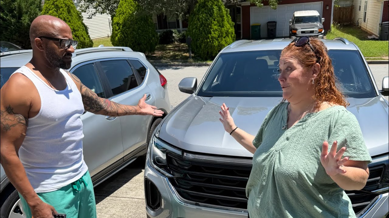 Larry walks outside to Bethany's new car and flips out 